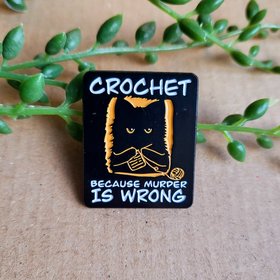 Funny Crocheting Cat Enamel Pin Badge
