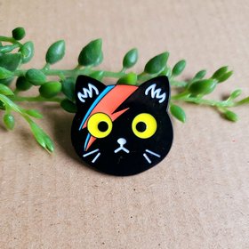 Ziggy Stardust Cat Enamel Pin badge