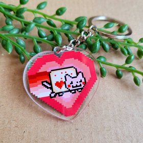 Valentines Nyan Cat Keyring