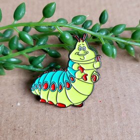 A bugs life Heimlich enamel pin badge, fat green german caterpillar pin badge.
