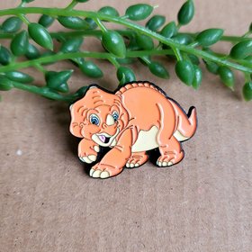 The land before time enamel pin, cera the dinosaur, 1990s animated film enamel pin badge