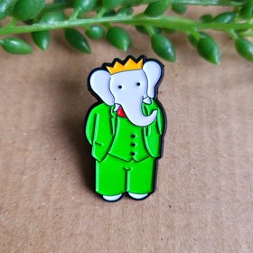 Babar the Elephant Enamel Pin Badge, 1990s tv show enamel pin badge.