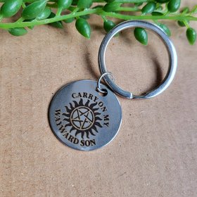 Supernatural keyring, carry on my wayward son metal keyring.