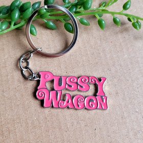 Kill Bill pussy wagon Keyring, metal keyring with pink enamel.