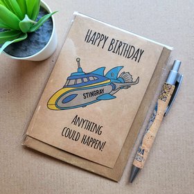 Stingray birthday card, featuring the stingray on the front. Gerry Anderson themed birthday card.