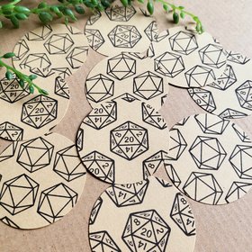 D20 Dungeons and Dragons Gift Wrap Stickers