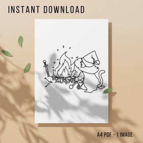 Video Game Dark Souls Colouring Page - Printable Instant Download