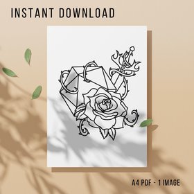 Dungeons and Dragons Colouring Page - Printable Instant Download