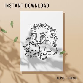 Dragon Colouring Page - Printable Instant Download