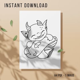 Troll Colouring Page - Printable Instant Download