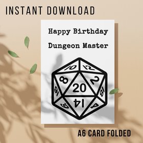 Dungeon Master Birthday Card - Printable Instant Download