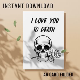 Gothic Valentines Card - Printable Instant Download