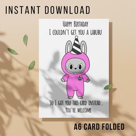 Funny Labubu Birthday Card - Printable Instant Download