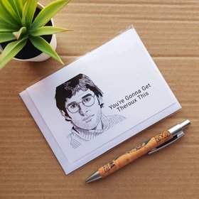 Geeky Funny Louis Theroux Card - 'You're gonna get Theroux This' Theroux Pun Blank Birthday Card
