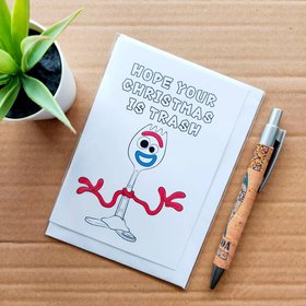 Trash Forky Christmas Card - Funny Toy Story 4 Card