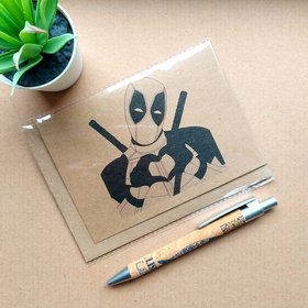 Deadpool Valentines Birthday Card - Deadpool Girlfriend card - heart card