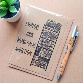Funny Boardgame Birthday Card - I support your boardgame addiction