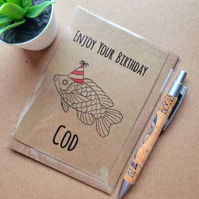 Funny Fishing Birthday Card - Enjoy your birthday Cod