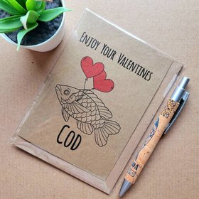 Funny Fishing valentines card - Valentines Cod