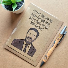 Funny The office Birthday Card - David Brent quote Live fast