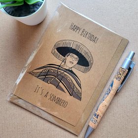 Funny Buffy Birthday Card - Giles sombrero 