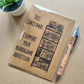 Funny Board game Christmas Card - I support your board game addiction