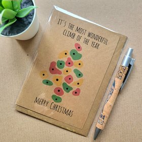 Funny Climber Christmas card - Bouldering tree