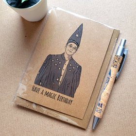 Funny Buffy Birthday Card - Giles wizard costume