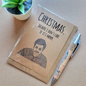 Parks and Recreation Christmas Card - Funny Ron Swanson Xmas card