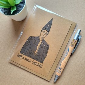 Funny Buffy Christmas Card - Giles Wizard