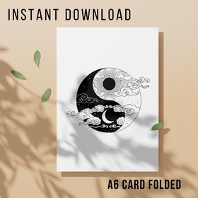 Yin Yang Birthday Card - Printable Instant Download