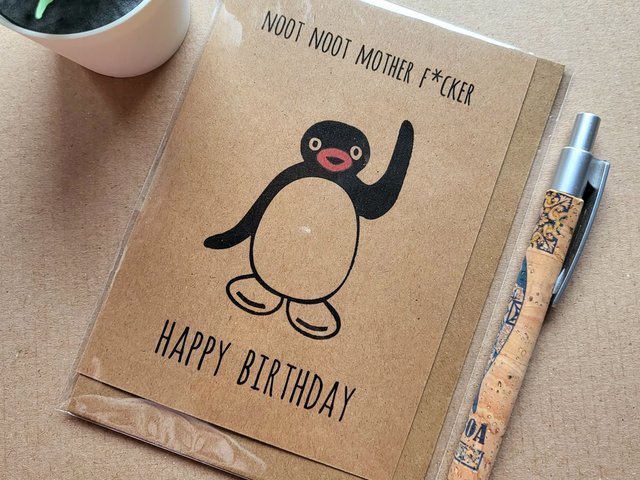 Funny Rude Pingu Birthday card