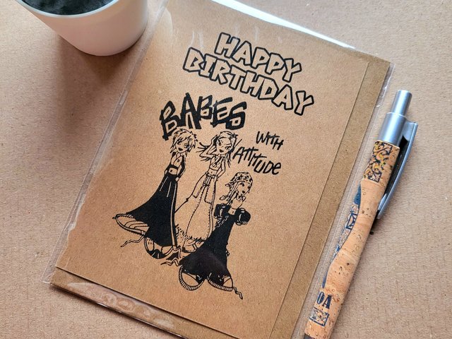 Funny 1990s Babes with Attitude Birthday Card