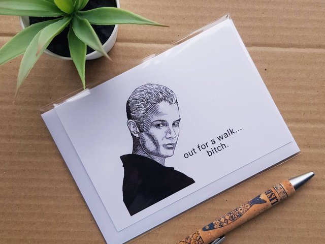 Funny Buffy Birthday Card - Spike 'Out for a walk Bitch'