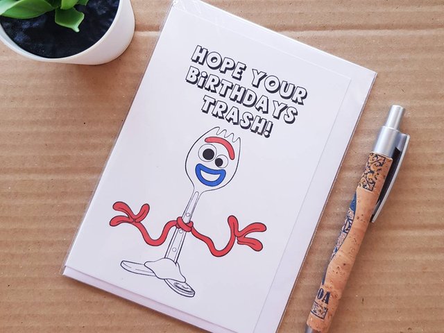 Trash Forky Birthday Card - Funny Toy Story 4 Card