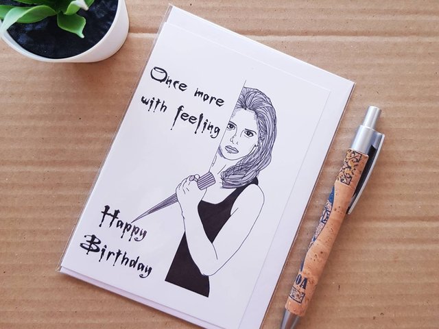 Musical Buffy Card once more with feeling - Buffy The Vampire Slayer Birthday Card