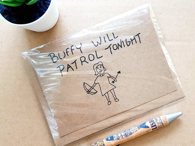 Funny Buffy will patrol tonight Card - Blank Buffy The Vampire Slayer Birthday Card