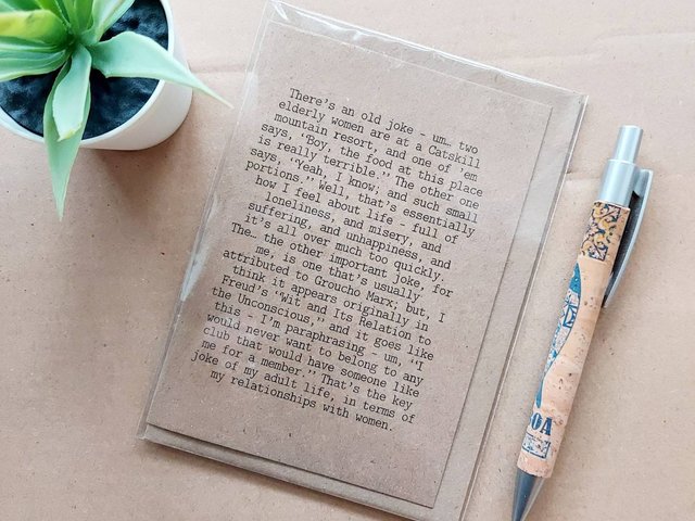 Annie Hall Birthday Card - Woody Allen blank card