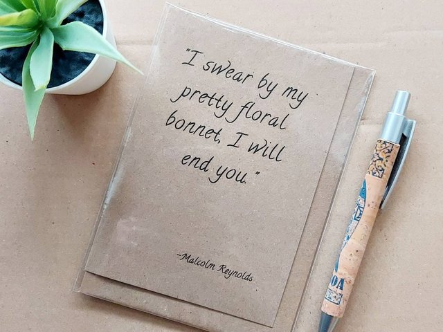 Firefly Birthday Card - Mal Bonnet quote blank card