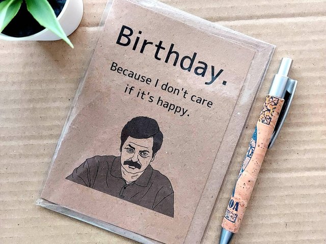 Parks and Recreation Birthday Card - Funny Ron Swanson Birthday card