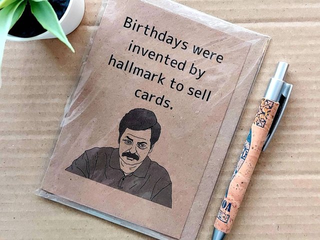 Parks and Recreation Birthday Card - Funny Ron Swanson Birthday card - parks and rec