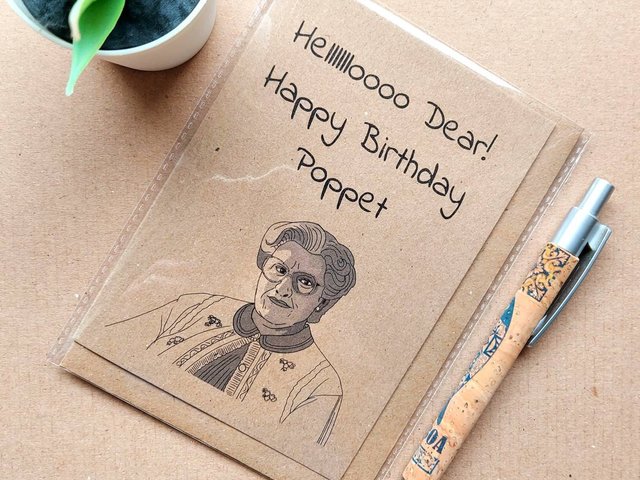 Funny Mrs Doubtfire Birthday Card - Hello Dear Poppet Doubtfire quote card