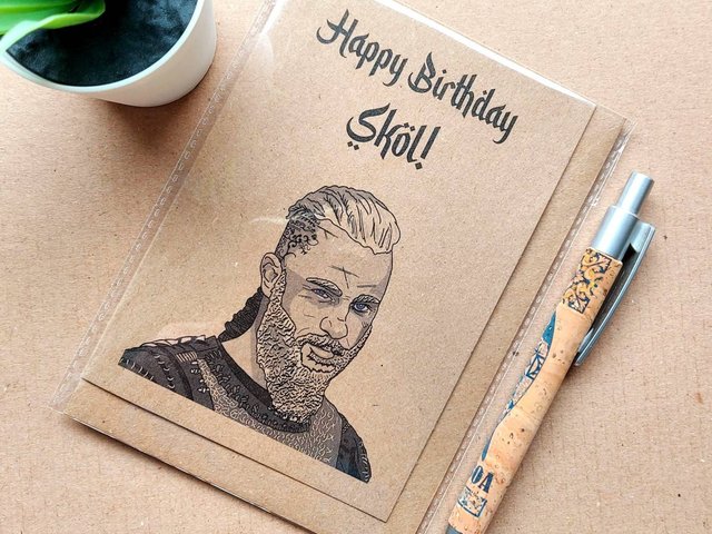 Funny Vikings Birthday Card - Ragnar Lothbrok Skol Birthday card