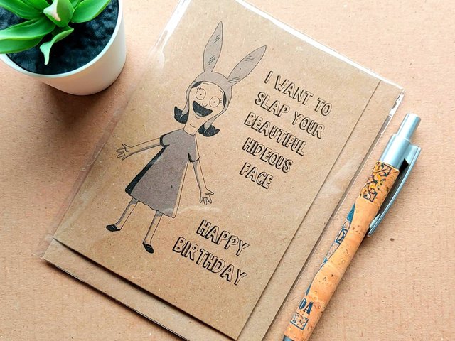 Funny Bobs Burgers Birthday Card - Louise Belcher