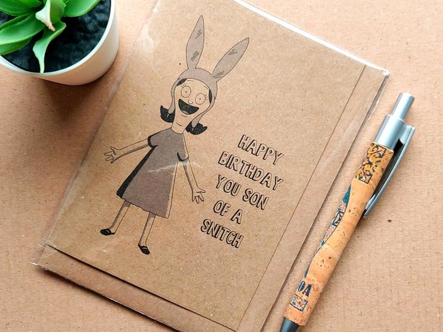 Funny Bobs Burgers Birthday Card - Louise Belcher