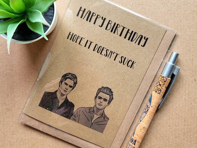 Funny vampire diaries Birthday Card - Salvatore Brothers