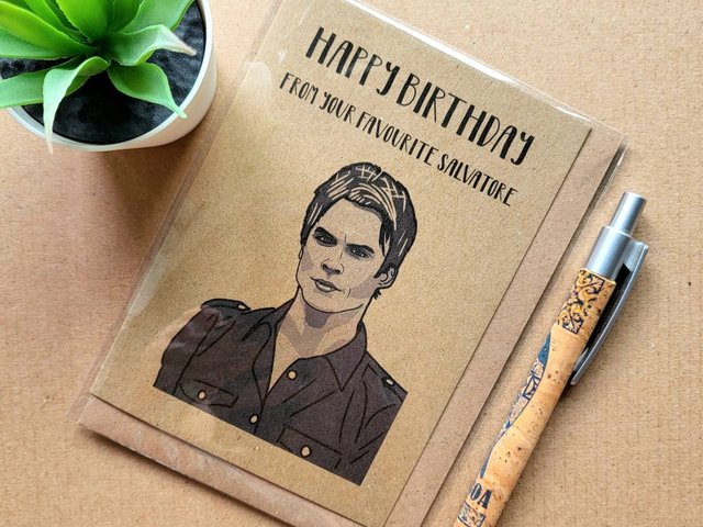 Funny vampire diaries Birthday Card - Damon Salvatore