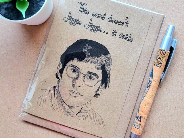 Funny Louis Theroux Birthday Card - Jiggle Jiggle it folds
