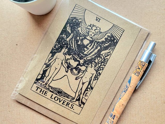 Tarot card Valentines card - The lovers - Mystic birthday gift