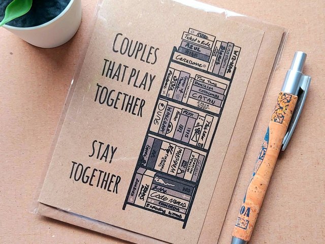 Funny Boardgame Valentines Card - couples that play together stay together